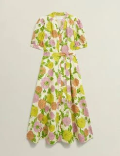 Pure Cotton Floral Notch Neck Skater Dress -Marks And Spencer Shop pure cotton floral notch neck skater dress 12