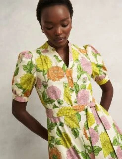 Pure Cotton Floral Notch Neck Skater Dress -Marks And Spencer Shop pure cotton floral notch neck skater dress 8