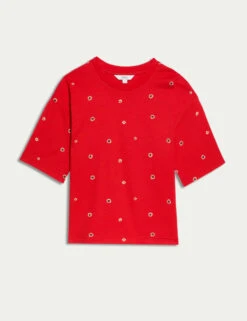 Pure Cotton Floral T-Shirt -Marks And Spencer Shop pure cotton floral t shirt 10