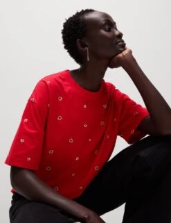 Pure Cotton Floral T-Shirt -Marks And Spencer Shop pure cotton floral t shirt 12