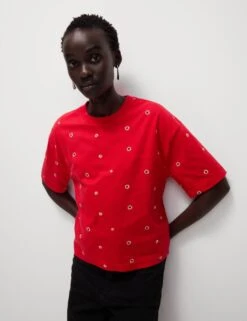 Pure Cotton Floral T-Shirt -Marks And Spencer Shop pure cotton floral t shirt 14