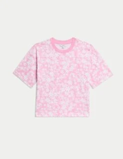 Pure Cotton Floral T-Shirt -Marks And Spencer Shop pure cotton floral t shirt 16