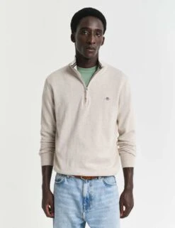 Gant Pure Cotton Funnel Neck Half Zip Jumper -Marks And Spencer Shop pure cotton funnel neck half zip jumper 11