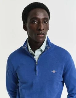 Gant Pure Cotton Funnel Neck Half Zip Jumper -Marks And Spencer Shop pure cotton funnel neck half zip jumper 14