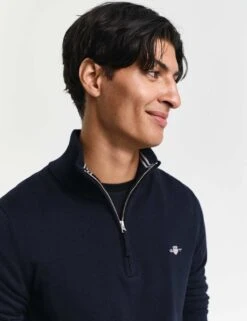 Gant Pure Cotton Funnel Neck Half Zip Jumper -Marks And Spencer Shop pure cotton funnel neck half zip jumper 18