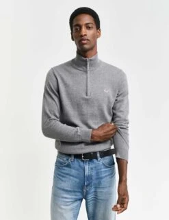 Gant Pure Cotton Funnel Neck Half Zip Jumper -Marks And Spencer Shop pure cotton funnel neck half zip jumper 7