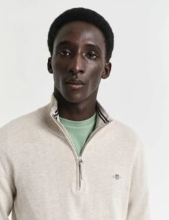 Gant Pure Cotton Funnel Neck Half Zip Jumper -Marks And Spencer Shop pure cotton funnel neck half zip jumper 9