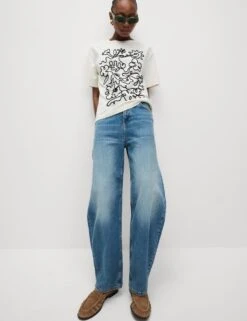 Pure Cotton Graphic Oversized T-Shirt -Marks And Spencer Shop pure cotton graphic oversized t shirt 7