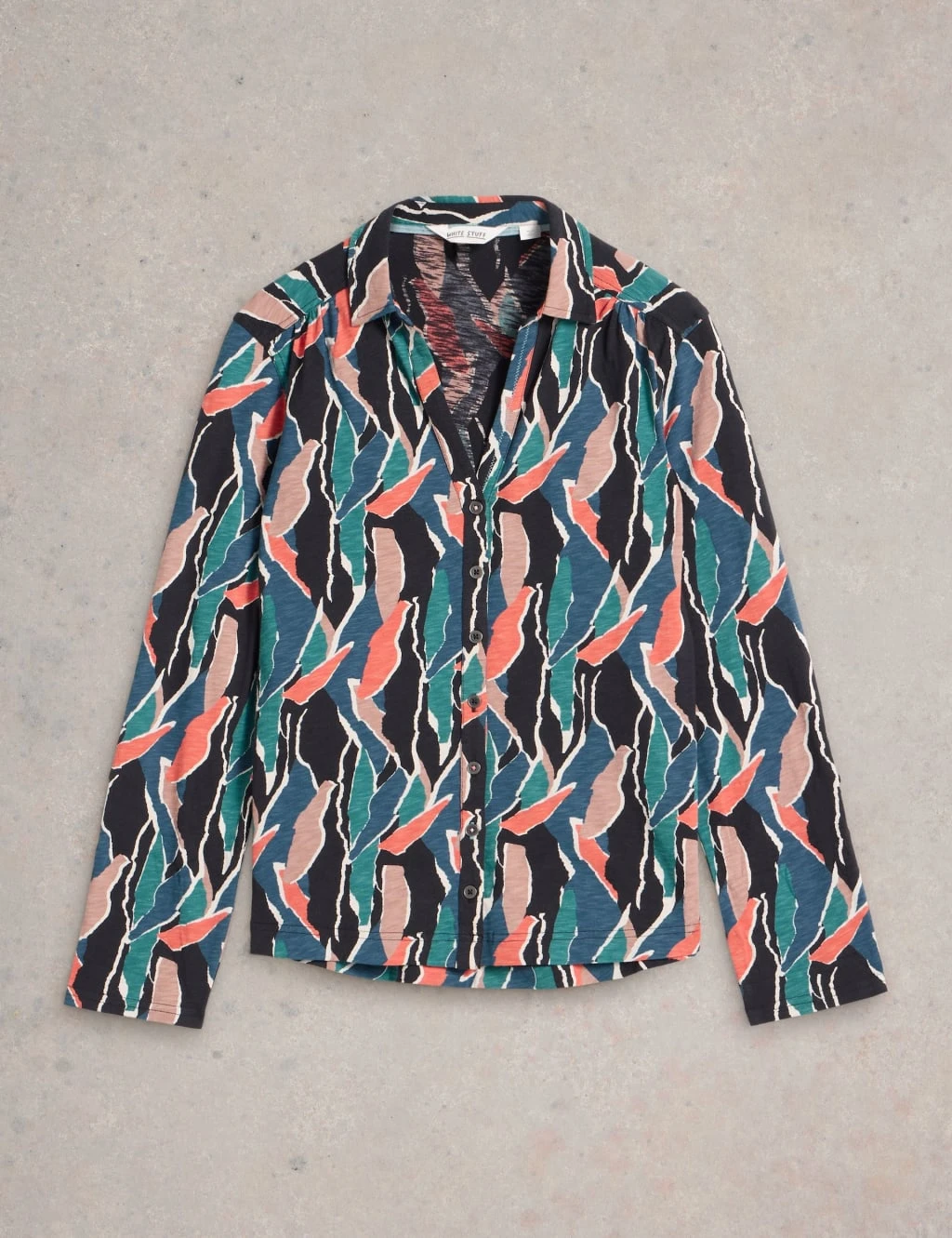 WHITE STUFF Pure Cotton Jersey Printed Collared Shirt 17 WHITE STUFF Pure Cotton Jersey Printed Collared Shirt - Image 17