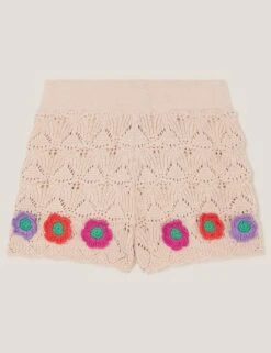 MONSOON Pure Cotton Knitted Flower Shorts (3-13 Yrs) -Marks And Spencer Shop pure cotton knitted flower shorts 3 13 yrs 1 5