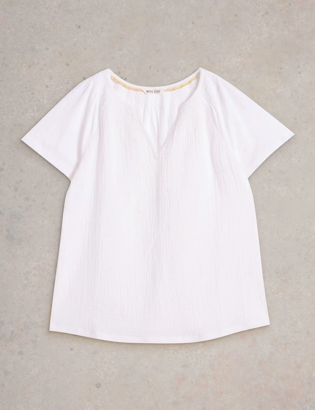 WHITE STUFF Pure Cotton Notch Neck Top 3 WHITE STUFF Pure Cotton Notch Neck Top - Image 3