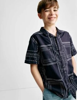 Pure Cotton Patterned Shirt (2-8 Yrs) -Marks And Spencer Shop pure cotton patterned shirt 2 8 yrs 1 10