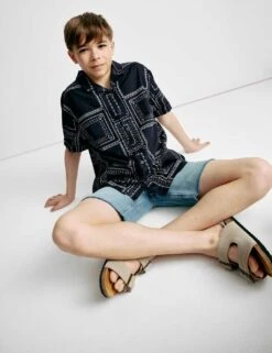 Pure Cotton Patterned Shirt (2-8 Yrs) -Marks And Spencer Shop pure cotton patterned shirt 2 8 yrs 1 12