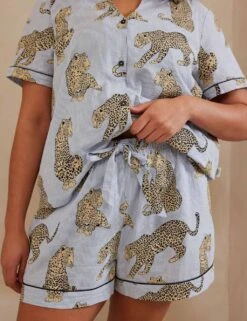 Pure Cotton Leopard Printed Pyjama Set -Marks And Spencer Shop pure cotton printed pyjama set 2