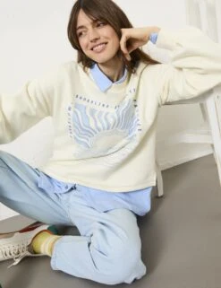 Pure Cotton Printed Slogan Sweatshirt -Marks And Spencer Shop pure cotton printed slogan sweatshirt 6