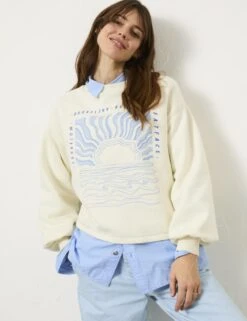 Pure Cotton Printed Slogan Sweatshirt -Marks And Spencer Shop pure cotton printed slogan sweatshirt 8