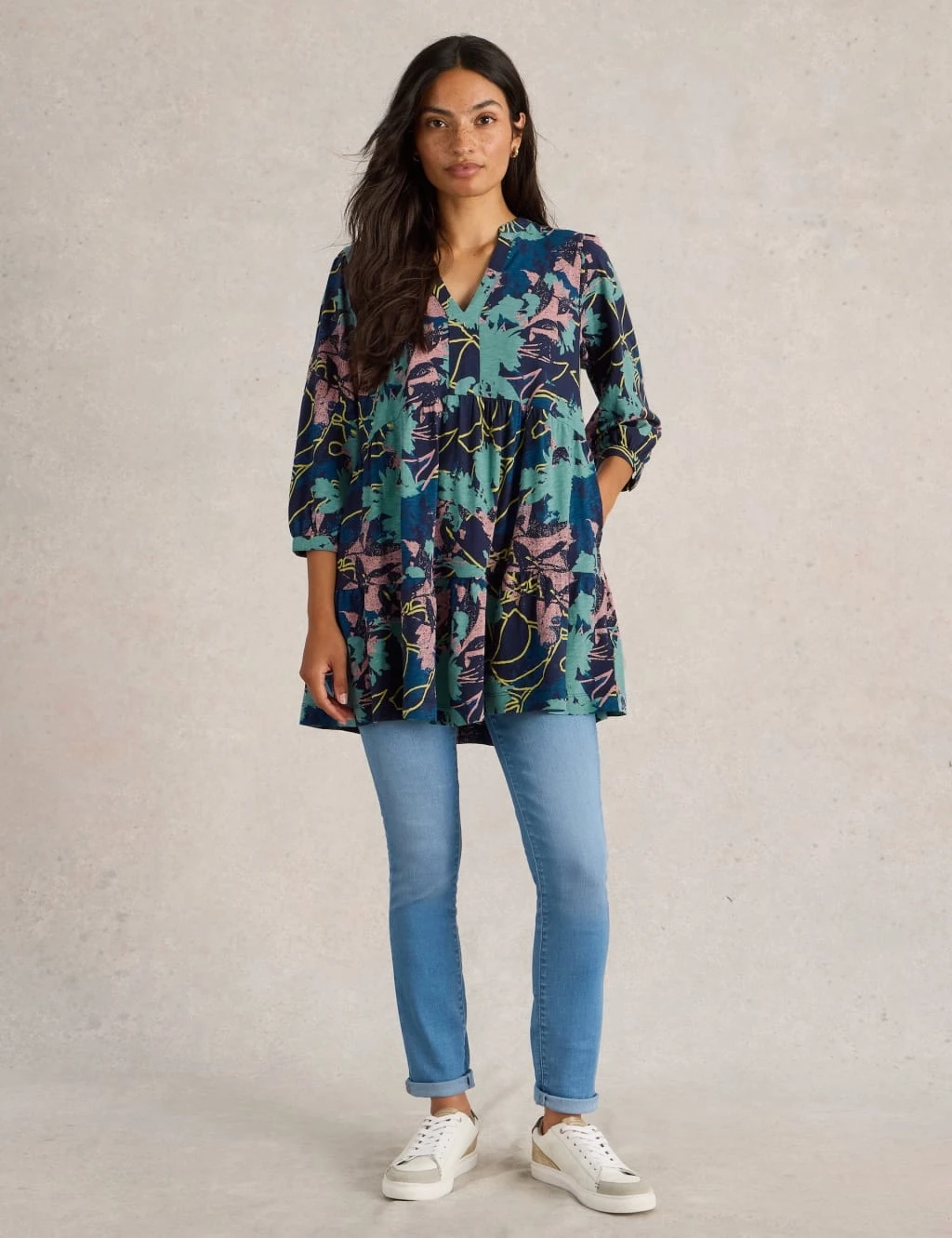 WHITE STUFF Pure Cotton Printed V-Neck Tunic 18 WHITE STUFF Pure Cotton Printed V-Neck Tunic - Image 18