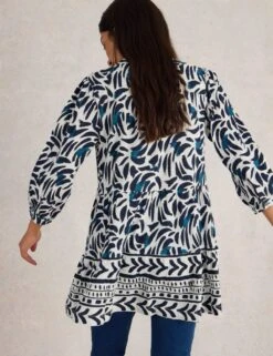 WHITE STUFF Pure Cotton Printed V-Neck Tunic 26 WHITE STUFF Pure Cotton Printed V-Neck Tunic -Marks And Spencer Shop pure cotton printed v neck tunic 8