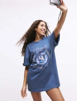 Pure Cotton Slogan Oversized T-Shirt -Marks And Spencer Shop pure cotton slogan oversized t shirt 11