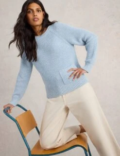 WHITE STUFF Pure Cotton Textured Crew Neck Jumper -Marks And Spencer Shop pure cotton textured crew neck jumper 18