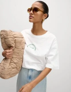 Pure Cotton Textured Regular Fit T-Shirt -Marks And Spencer Shop pure cotton textured regular fit t shirt 16