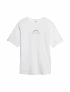 Pure Cotton Textured Regular Fit T-Shirt -Marks And Spencer Shop pure cotton textured regular fit t shirt 2