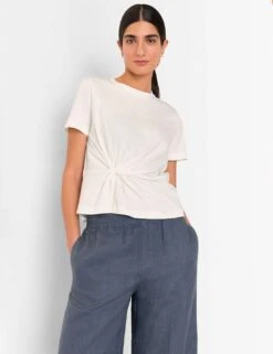 Whistles Pure Cotton Twist Front T-Shirt -Marks And Spencer Shop pure cotton twist front t shirt 6