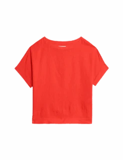 Pure Linen Relaxed T-Shirt 23 Pure Linen Relaxed T-Shirt -Marks And Spencer Shop pure linen relaxed t shirt