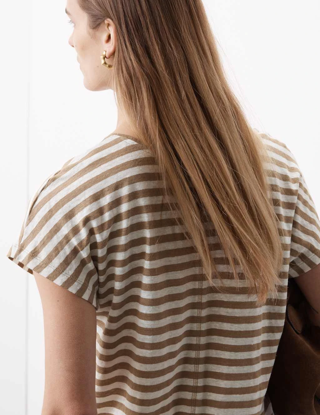 Pure Linen Striped Cap Sleeve T-shirt 12 Pure Linen Striped Cap Sleeve T-shirt - Image 12