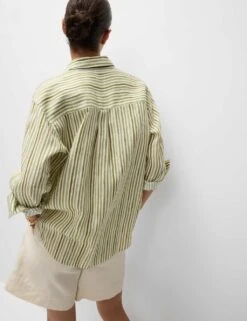Pure Linen Striped Oversized Shirt -Marks And Spencer Shop pure linen striped oversized shirt 6