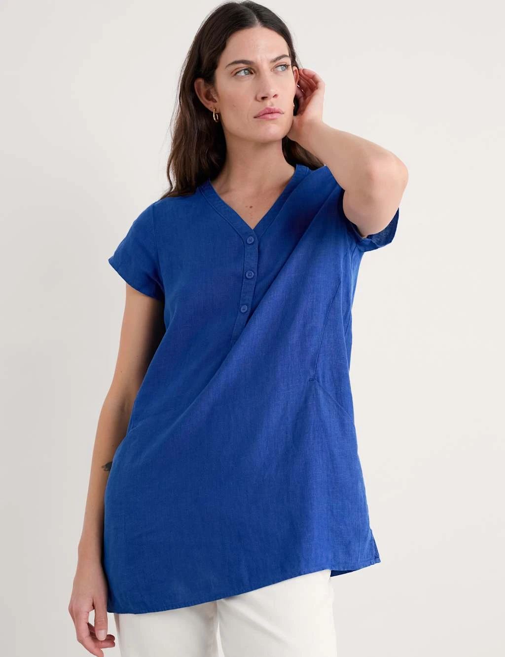 Pure Linen V-Neck Tunic 6 Pure Linen V-Neck Tunic - Image 6