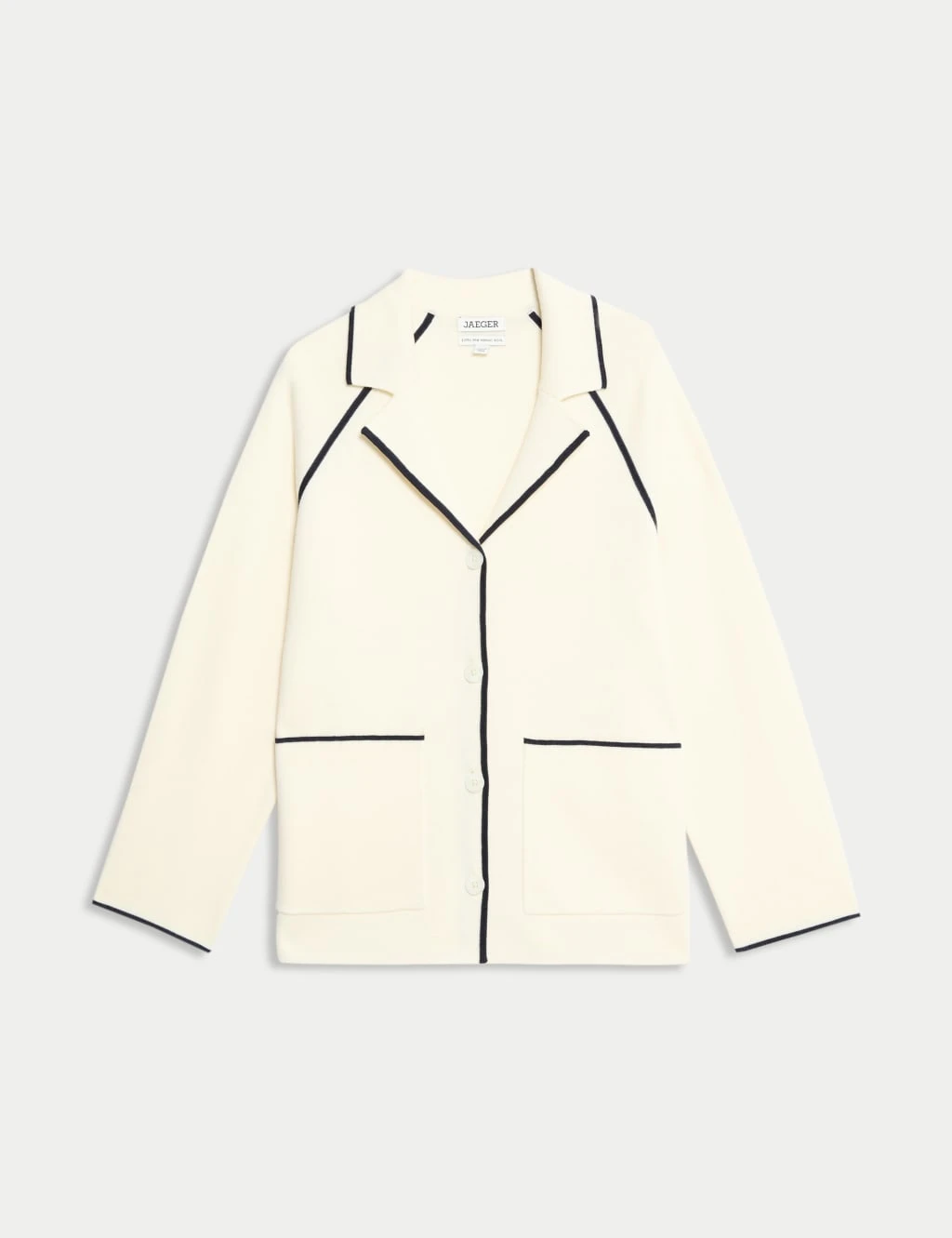 Jaeger Pure Merino Wool Tipped Detail Cardigan 11 Jaeger Pure Merino Wool Tipped Detail Cardigan - Image 11