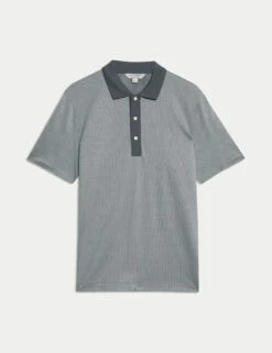 Pure Supima® Cotton Jacquard Polo Shirt -Marks And Spencer Shop pure supima cotton jacquard polo shirt 11