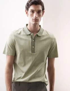 Pure Supima® Cotton Jacquard Polo Shirt -Marks And Spencer Shop pure supima cotton jacquard polo shirt 12