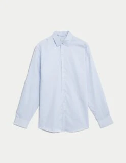 Regular Fit Pure Cotton Dobby Spot Shirt -Marks And Spencer Shop regular fit easy iron pure cotton shirt 6