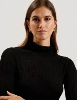 Ted Baker Ribbed Funnel Neck Frill Detail Jumper -Marks And Spencer Shop ribbed funnel neck frill detail jumper 4