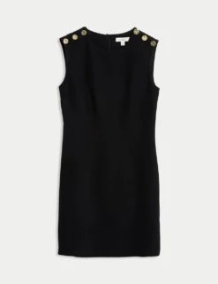 Round Neck Button Detail Mini Shift Dress -Marks And Spencer Shop round neck button detail mini shift dress 11