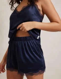 Satin Lace Trim Shortie Set -Marks And Spencer Shop satin lace trim shortie set 6