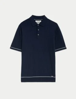 Silk Cotton Knitted Polo Shirt -Marks And Spencer Shop silk cotton knitted polo shirt 14