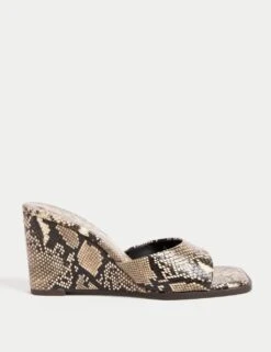 Snake Print Slip On Wedge Square Toe Mules -Marks And Spencer Shop snake print slip on wedge square toe mules 4