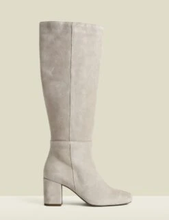 Suede Block Heel Round Toe Knee High Boots 12 Suede Block Heel Round Toe Knee High Boots -Marks And Spencer Shop suede block heel round toe knee high boots 4