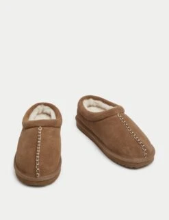 Suede Faux Fur Lined Mule Clog Slippers 10 Suede Faux Fur Lined Mule Clog Slippers -Marks And Spencer Shop suede faux fur lined mule clog slippers 3
