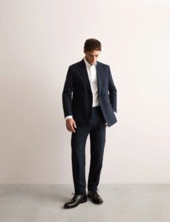 Jaeger Tailored Fit Silk & Linen Blend Double Breasted Suit Jacket -Marks And Spencer Shop tailored fit silk rich suit jacket 4