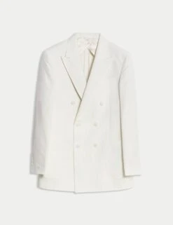 Jaeger Tailored Fit Silk & Linen Blend Double Breasted Suit Jacket -Marks And Spencer Shop tailored fit silk rich suit jacket 9