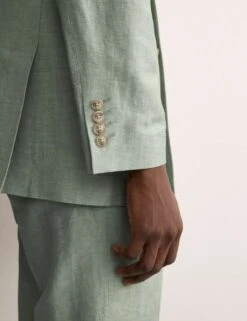 Jaeger Tailored Fit Double Breasted Wool Linen Blend Jacket -Marks And Spencer Shop tailored fit wool linen blend jacket 3