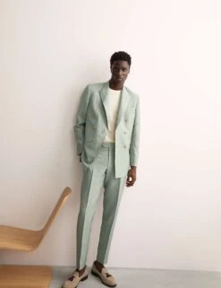 Jaeger Tailored Fit Double Breasted Wool Linen Blend Jacket -Marks And Spencer Shop tailored fit wool linen blend jacket 4