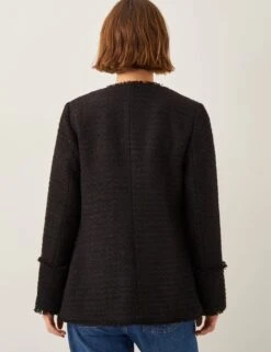 MONSOON Tweed Textured Collarless Blazer -Marks And Spencer Shop tweed textured collarless blazer 4