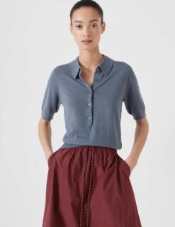 Wool Blend Collared Neck Knitted Top -Marks And Spencer Shop wool blend collared neck knitted top 8