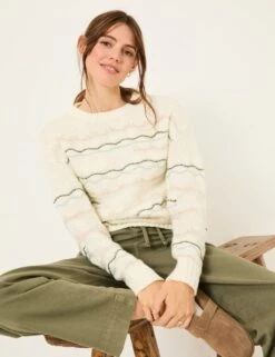 Wool Blend Patterned Jumper -Marks And Spencer Shop wool blend patterned jumper 7